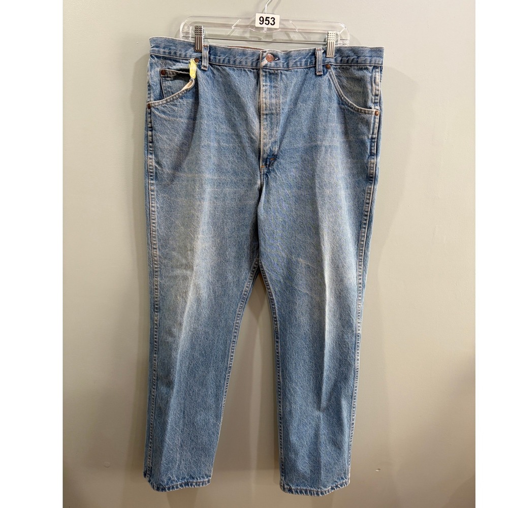 Vintage Roebucks Mens 42x30 Light Wash Denim Jeans Made in USA Western Workwear